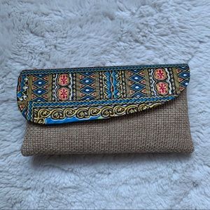 African Print Straw Clutch